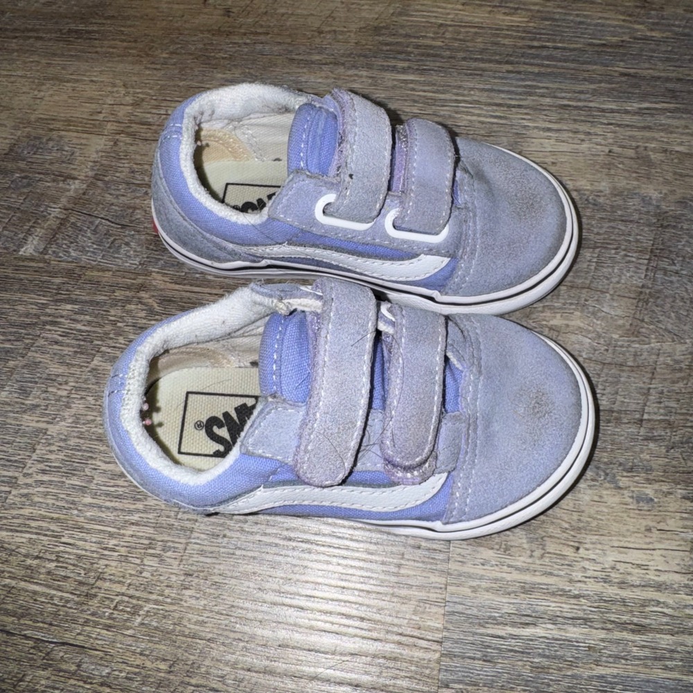 Vans Old Skool V Toddler 6.5 Lavender Purple‎ Suede Strap Sneakers Shoes - Picture 5 of 8
